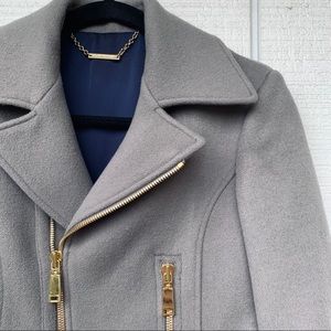 Elie Tahari Grey Wool Moto Jacket